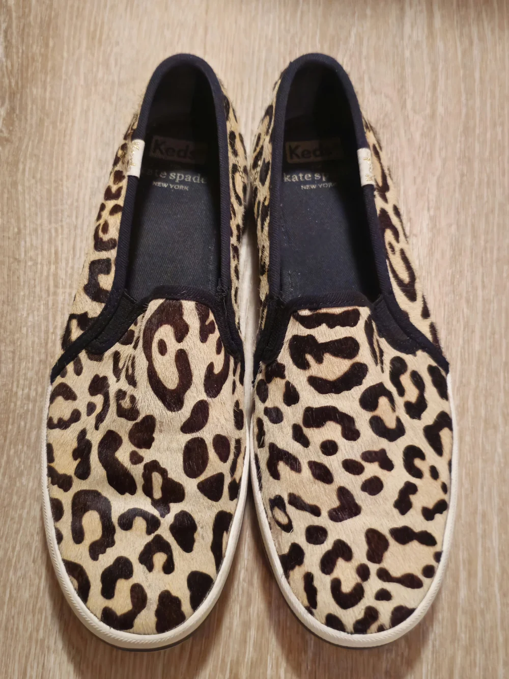 Kate Spade x Keds Leopard Print Slip-On Sneakers - Genuine Calf Hair EUC